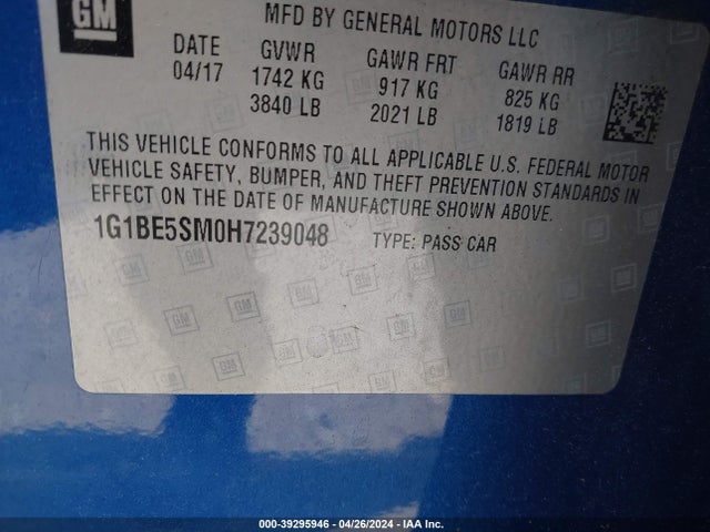 Chevrolet Cruze Lt Auto 2017 1G1BE5SM0H7239048 Image 9