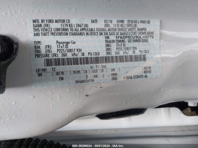 1FADP5CU3GL108779 Ford C-max Energi Sel