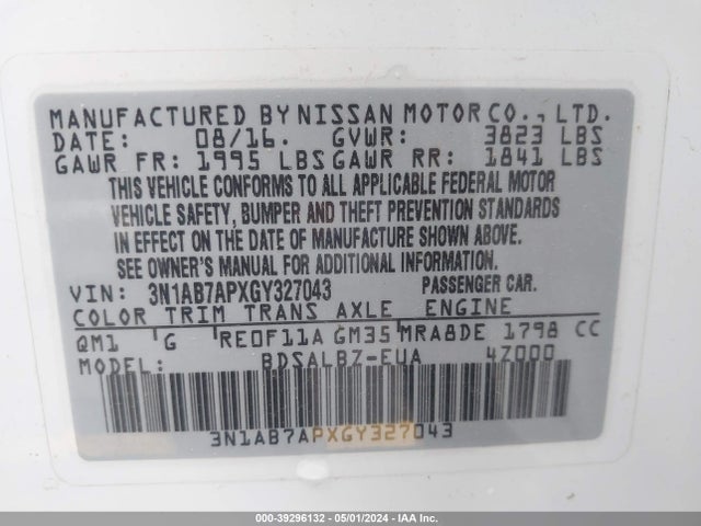 Nissan SENTRA S 2016 3N1AB7APXGY327043 Image 9