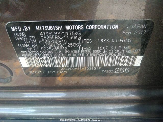 JA4AD2A31HZ038917 Mitsubishi Outlander Es