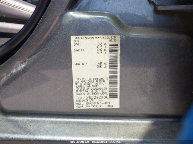 Nissan ALTIMA SR 2020 1N4BL4CV3LC282206 Image 9