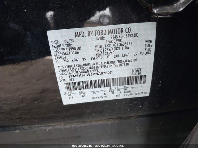Ford Explorer Platinum 2023 1FM5K8HW5PNA07607 Image 9