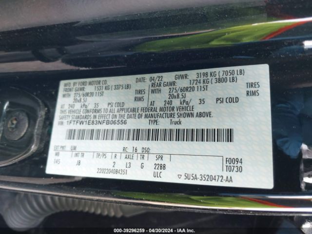 1FTFW1E83NFB06556 Ford F-150 Xl