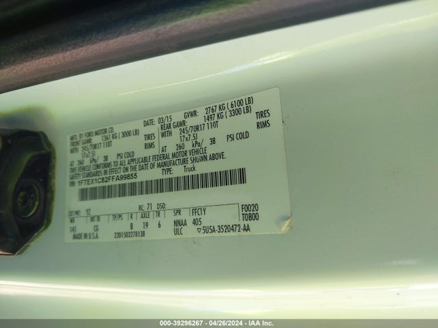 Ford F-150 Xl 2015 1FTEX1C82FFA99855 Image 9