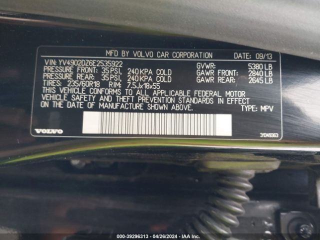 YV4902DZ6E2535922 Volvo Xc60 T6/t6 Platinum/t6 Premier Plus/t6 R-design/t6 R-design Platinum/t6 R-design Premier Plus