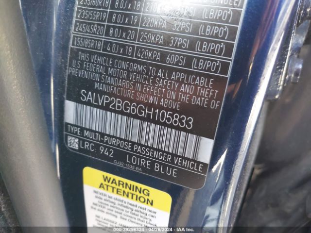 SALVP2BG6GH105833 Land Rover Range Rover Evoque Se/se Premium