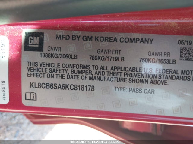 Chevrolet Spark Ls Cvt 2019 KL8CB6SA6KC818178 Image 9