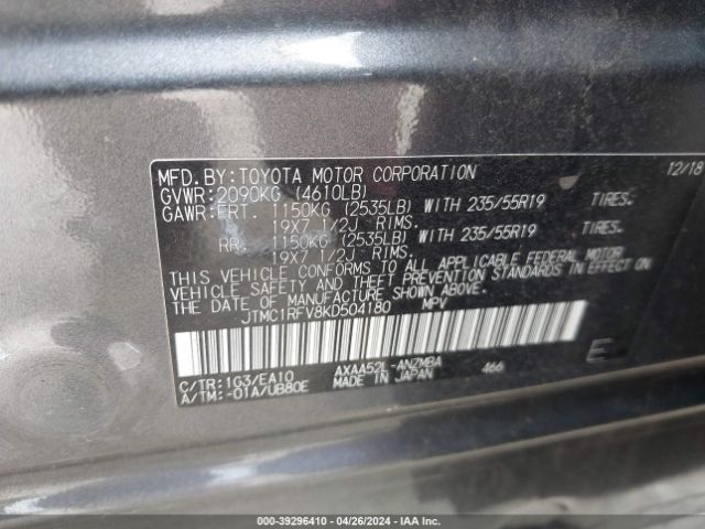 JTMC1RFV8KD504180 Toyota Rav4 Xle Premium