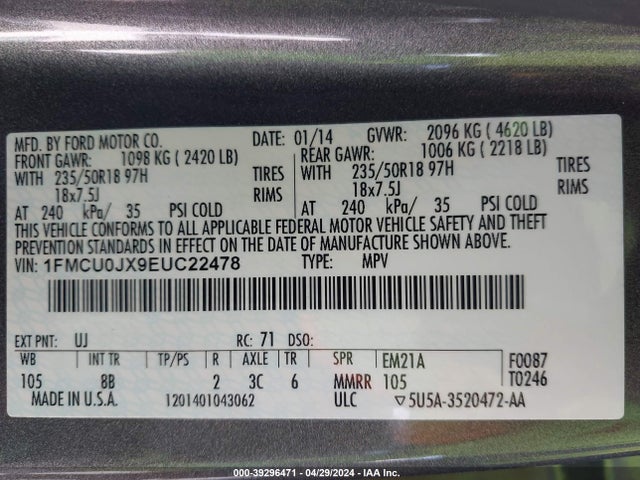 Ford Escape Titanium 2014 1FMCU0JX9EUC22478 Image 9