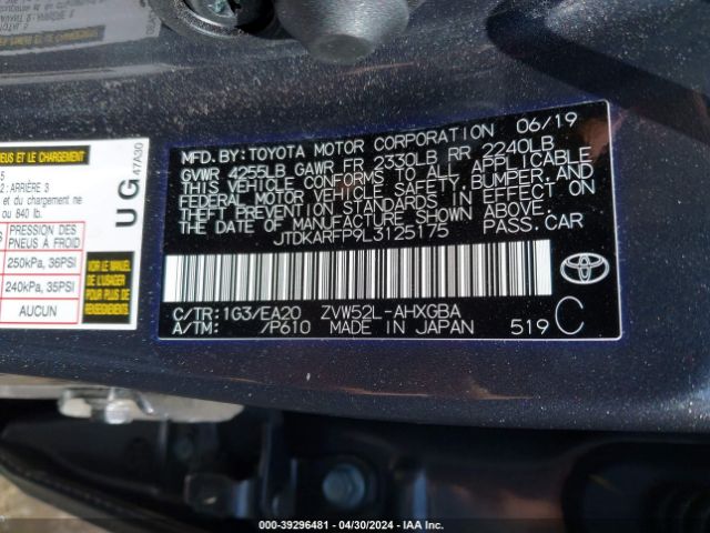 JTDKARFP9L3125175 Toyota Prius Prime Xle