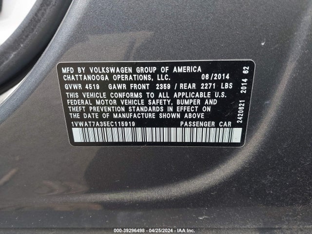 Volkswagen Passat 1.8t Wolfsburg Edition 2014 1VWAT7A35EC115919 Image 9