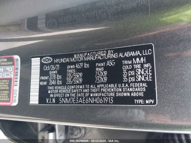 5NMJE3AE6NH061913 Hyundai Tucson Limited