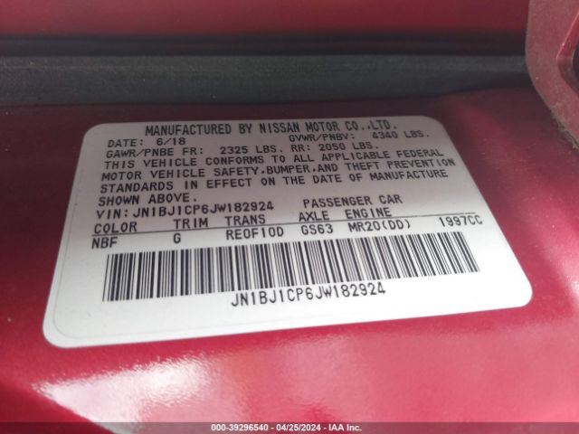 JN1BJ1CP6JW182924 Nissan Rogue Sport Sl