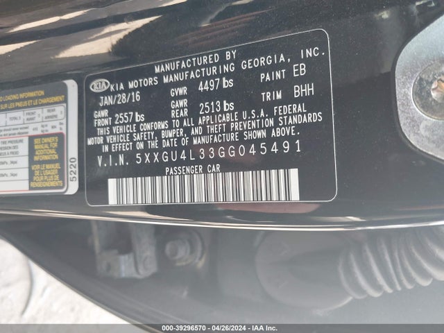 KIA OPTIMA EX 2016 5XXGU4L33GG045491 Image 9