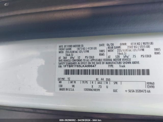 1FTBR1Y85LKA99647 Ford Transit-250 Cargo Van