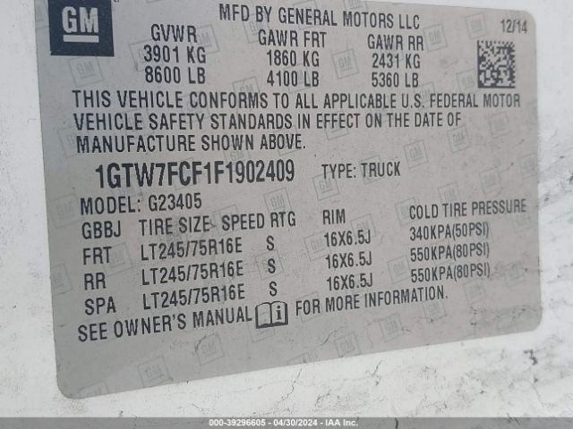 1GTW7FCF1F1902409 GMC Savana 2500 Work Van