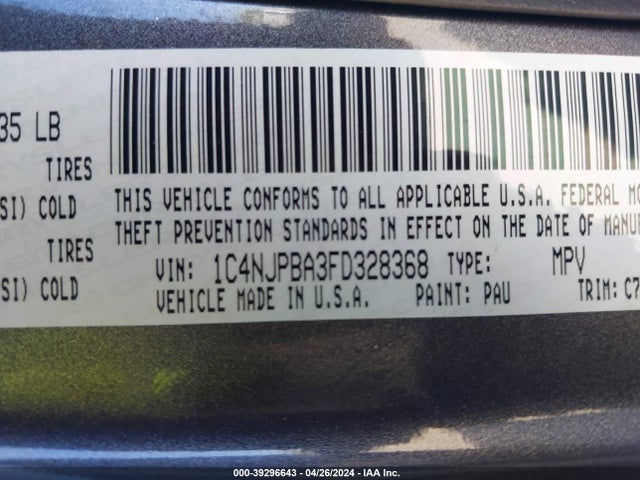 1C4NJPBA3FD328368 Jeep Patriot Altitude Edition