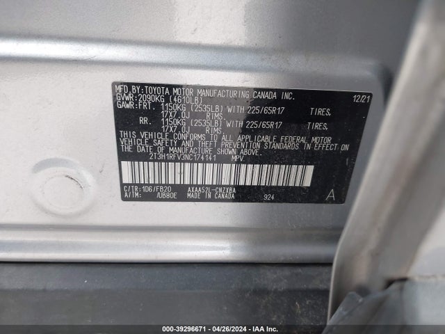 Toyota RAV4 LE 2022 2T3H1RFV3NC174141 Image 9