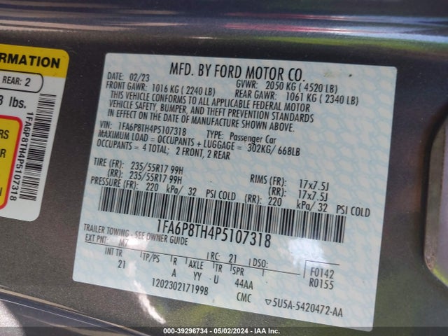 Ford Mustang Ecoboost Fastback 2023 1FA6P8TH4P5107318 Image 9