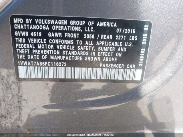 1VWAT7A36FC116272 Volkswagen Passat 1.8t Limited Edition