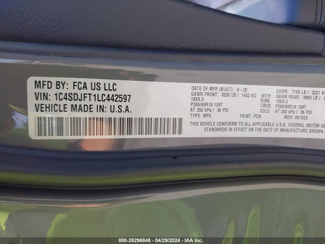 Dodge Durango Pursuit Awd 2020 1C4SDJFT1LC442597 Image 9