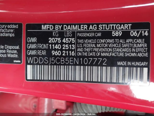 WDDSJ5CB5EN107772 Mercedes-Benz Cla 45 Amg 4matic