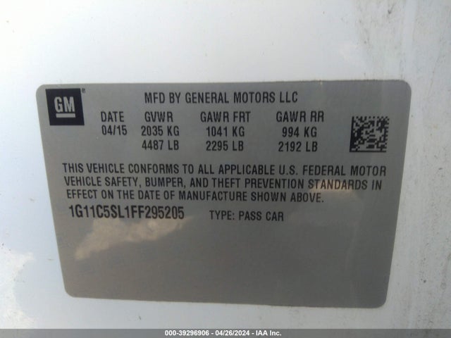 Chevrolet MALIBU 1LT 2015 1G11C5SL1FF295205 Image 9