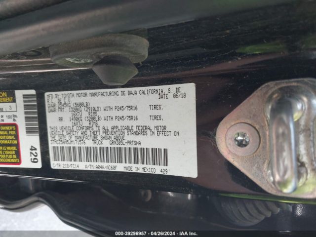 3TMCZ5AN5JM171576 Toyota Tacoma Sr5 V6