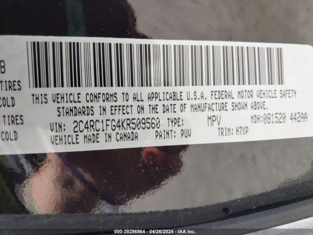 2C4RC1FG4KR509560 Chrysler Pacifica Touring Plus