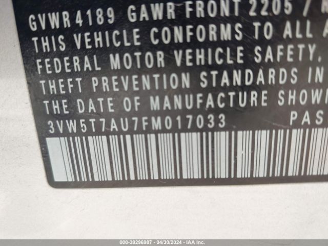3VW5T7AU7FM017033 Volkswagen Golf Gti 2.0t Se 4-door