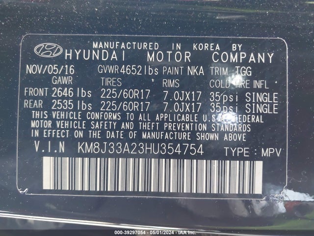 Hyundai Tucson Eco 2017 KM8J33A23HU354754 Image 9
