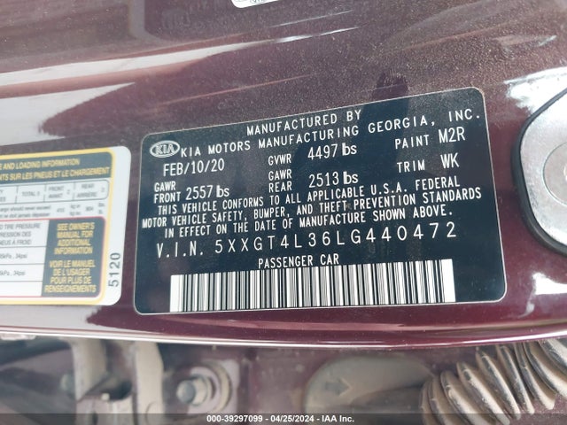 KIA Optima Lx 2020 5XXGT4L36LG440472 Image 9