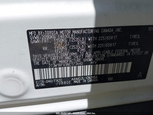 Toyota Rav4 Xle 2022 2T3W1RFV9NC173440 Image 9