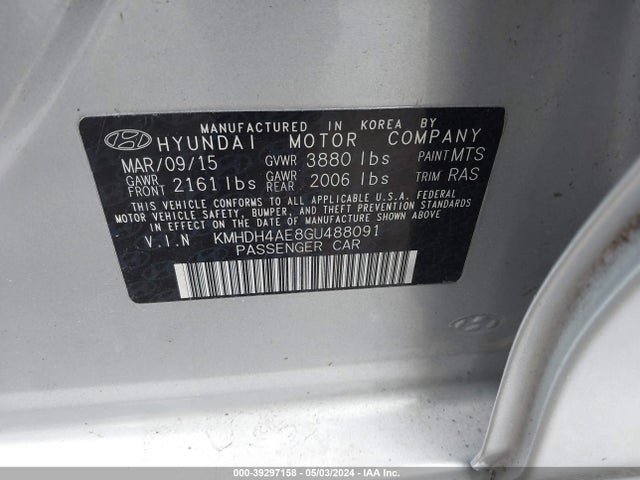 Hyundai ELANTRA SE 2016 KMHDH4AE8GU488091 Image 9