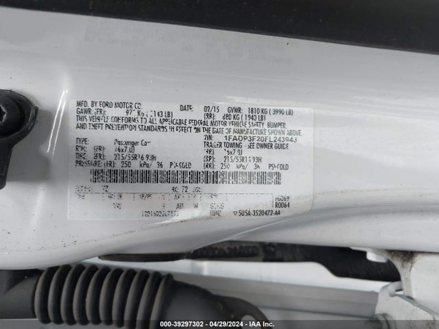 Ford FOCUS SE 2015 1FADP3F20FL243943 Image 9