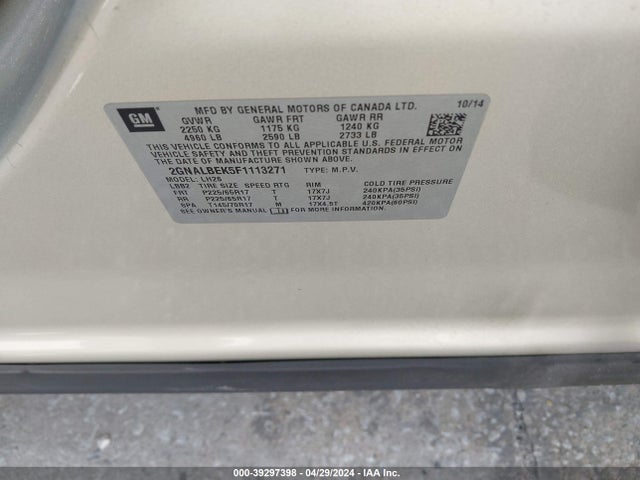 Chevrolet EQUINOX 1LT 2015 2GNALBEK5F1113271 Image 9