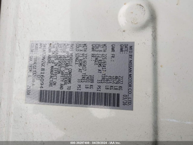 Nissan ROGUE SV 2016 5N1AT2MV2GC816094 Image 9