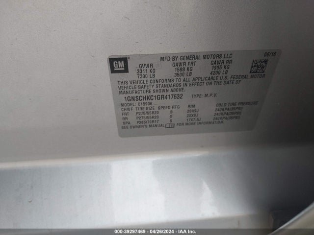 Chevrolet Suburban Lt 2016 1GNSCHKC1GR417632 Image 9