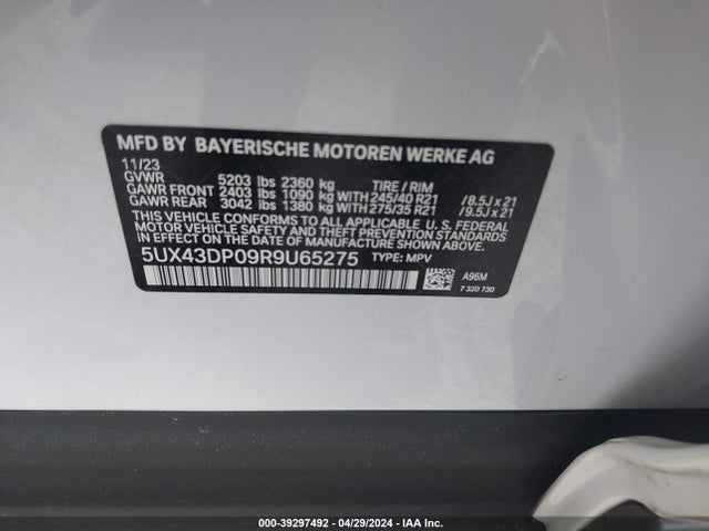 BMW X3 Sdrive30i 2024 5UX43DP09R9U65275 Image 9