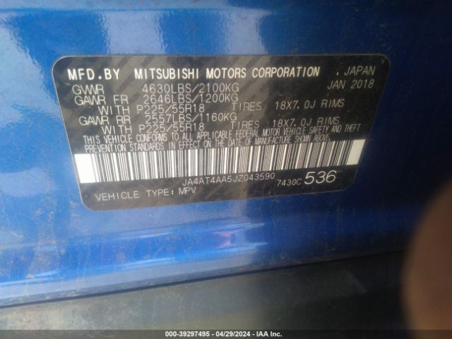 JA4AT4AA5JZ043590 Mitsubishi Eclipse Cross Le