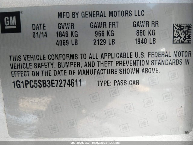 Chevrolet Cruze 1lt Auto 2014 1G1PC5SB3E7274611 Image 9