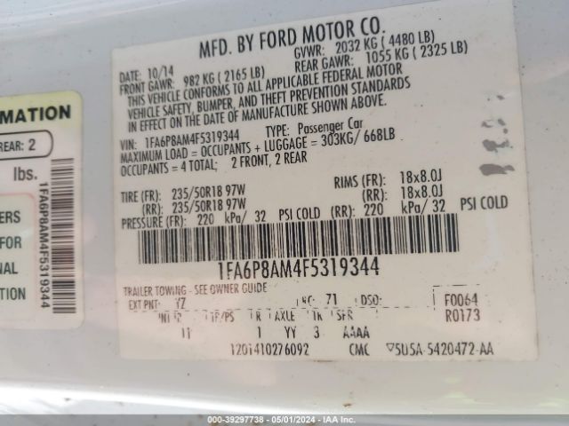1FA6P8AM4F5319344 Ford Mustang