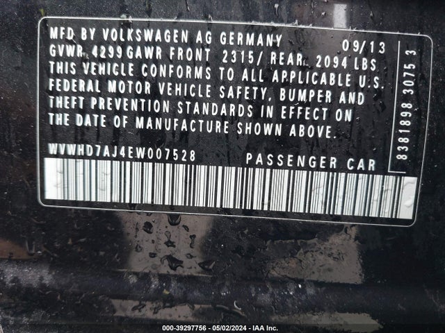 WVWHD7AJ4EW007528 Volkswagen Gti Driver's Edition