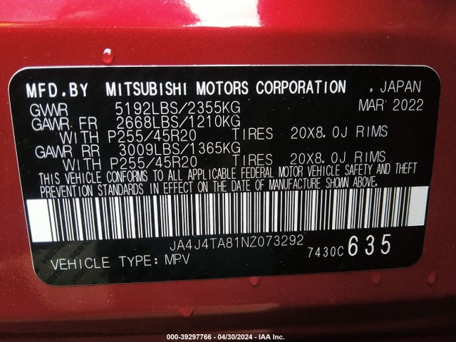 2022 MITSUBISHI OUTLANDER JA4J4TA81NZ073292 Photo 8
