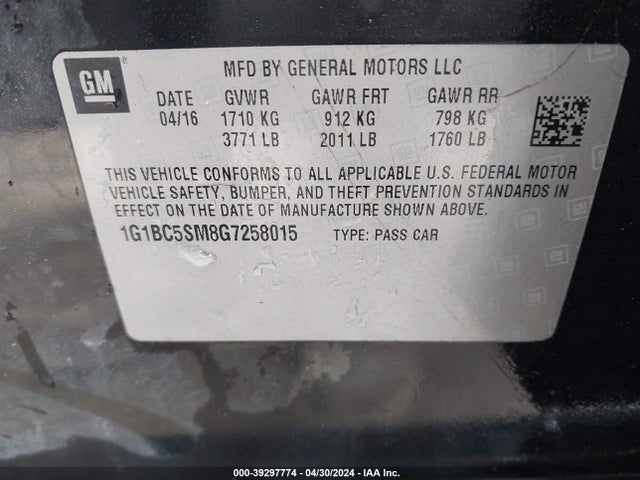 Chevrolet Cruze Ls Auto 2016 1G1BC5SM8G7258015 Image 9