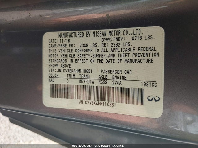 Infiniti Q60 2.0t 2017 JN1CV7EK4HM110851 Image 9
