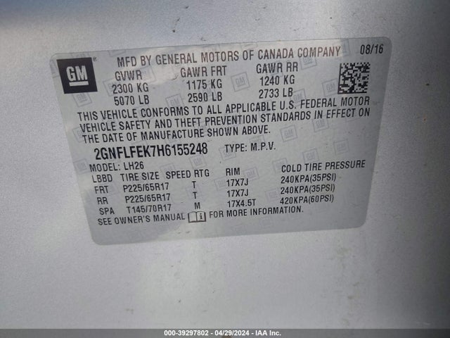 Chevrolet EQUINOX LT 2017 2GNFLFEK7H6155248 Image 9