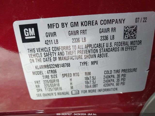 KL4MMBS22NB148768 Buick Encore Gx Fwd Preferred