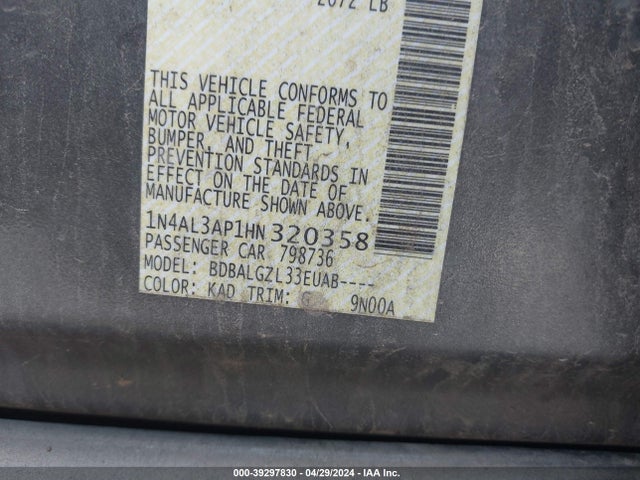 Nissan Altima 2.5 S 2017 1N4AL3AP1HN320358 Image 9