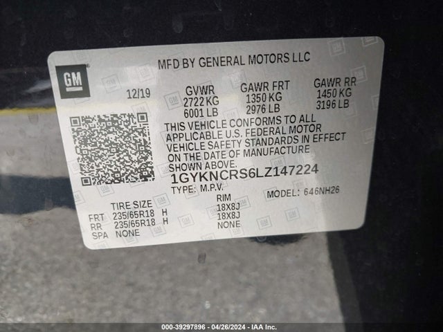1GYKNCRS6LZ147224 Cadillac Xt5 Fwd Premium Luxury